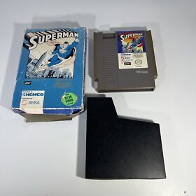 Superman (Nintendo, 1988) NES Game Cart Sleeve & Box - Tested - Authentic