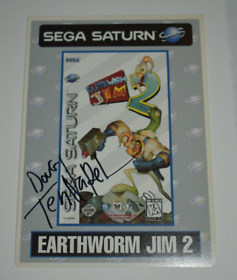 EARTHWORM JIM 2 Sega Saturn Vtg Toys 'R' Us VIDPRO CARD signed Doug TenNapel