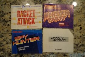 Nintendo NES Manual Lot(4) Racket Attack, Monster Party, Rush N Attack, Spy Hunt