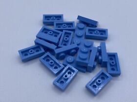 Lego Parts Lot x (20) Ct ~ Medium Blue Plate 1 x 2 ~ No 3023