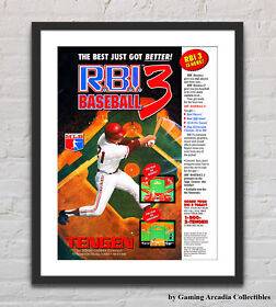 RBI Baseball 3 Tengen Sega Genesis NES Glossy Promo Ad Poster Unframed G4058