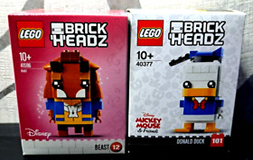 LEGO Brick Headz Disney 41596 Beast + 40377 Donald Duck - New & Original Packaging