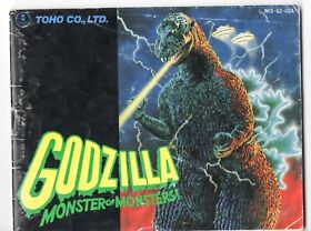 Godzilla Monster of Monsters Genuine 1989 NES Nintendo Instruction Manual