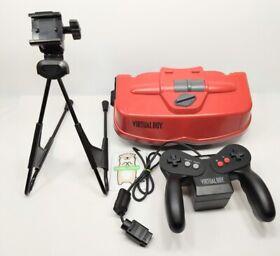 AS IS Virtual Boy Red Black Console & Controller w/Stand PLZ note Nintendo 0419A