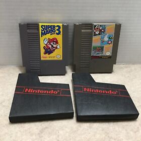 2 Game Lot Super Mario Bros  1 & 3-Duck Hunt-World Class Track Meet Nintendo NES