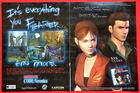 2000 RESIDENT EVIL Code: Veronica Sega Dreamcast Video Game = 2pg Promo Print AD
