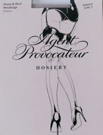 AGENT PROVOCATEUR SEAM & HEEL STOCKINGS BISCUIT SIZE SMALL / 1 / A BNWT 