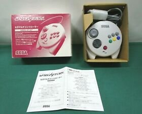 Sega Saturn 3D Controller white. HSS-0137. box & manual. *JAPAN!!* SS. 16194  
