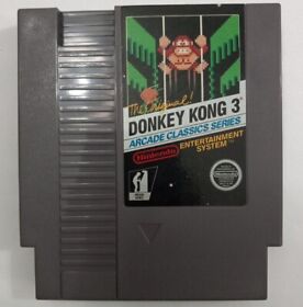 Donkey Kong 3 Arcade Classics (Nintendo NES, 1986) 5 Screw Tested *Cart Only*