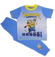 Boys Minions Pyjamas T-shirt and Trousers Set Powered By Ba-na-na-na-na-s