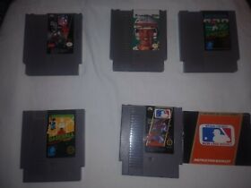 NES sports game lot football baseball NFL MLB Elway Nintendo 5 game bundle !!