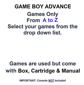 Game Boy Advance Boxed Games - Wählen Sie Ihre Spiele aus der Dropdown-Liste aus