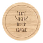 Eat Sleep Hoop Repeat Round Chopping Cheese Board Funny Basketball Sport