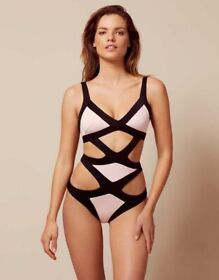Agent Provocateur Mazzy Pink Black Swimsuit AP2 Small NWT *SALE*