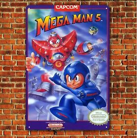 Mega Man 5 Nintendo Nes Retro Video Game Metal Poster Tin Sign (Size: 20*30cm)