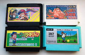 4 Nintendo Famicom games lot: Family Stadium 88/Tsuppari Oozumou/Mahjong/Golf
