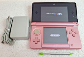 Nintendo 3DS Console System Pearl Pink CTR-001 w/ Charger & Stylus - Tested!