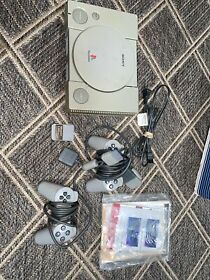 Play Station 1 Lot Including 2 Controllers, Memory Card, Console Working