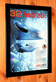 Amiga CD32 (CD³²) video game console Rare Vintage Promo Poster / Ad Page Framed