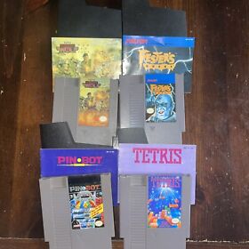 Lot Of 4 Nes Games Festers Quest, Tetris, Pin Bot, Operation Wolf All w/Booklets