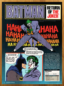 1991 Batman Return of the Joker NES Game Boy anuncio impreso/póster arte retro