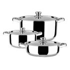 YSSOA Stainless Steel 6Piece Cookware Set Induction Bottom Straight Shape SS Lid