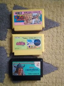 Lot of 3 Nintendo Famicom games Mighty Bomb Jack, Meikyuu Kumikyoku,Majou Denset