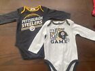 TWO NFL PITTSBURGH STEELERS ONE PIECE BODYSUIT BABY INFANT Size 6-12 MONTHS