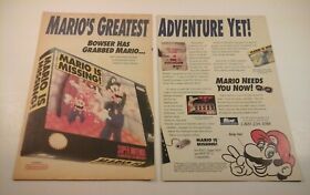 1993 Vtg Video Game Print Ad MARIO IS MISSING - NES SNES IBM PC - 10"x13" 2pg Ad