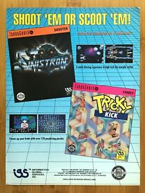 1990 TurboGrafx Video Games Print Ad/Poster Sinistron / Tricky Kick Retro Art