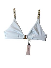 AGENT PROVOCATEUR Trixy Chain Bikini Top Swimwear White Gold (1) UK6 NEW RRP 195