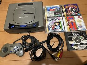 SEGA Saturn Console Gray Color & Controller with games Japan