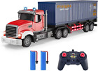 RC Semi Truck Toy with Trailer 1:24 Container Truck with LED Lights & Music