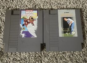 2 NES Games- Mickey Mousecapade -Jack Nicklaus CHEAP ripped Label damaged Cart
