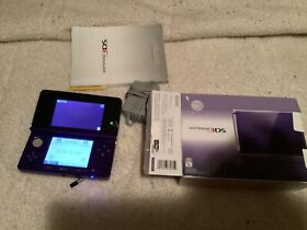Nintendo 3DS Midnight Purple Portable Gaming Console With Box Sad Card Stylus