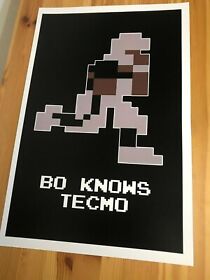 Super Tecmo Bowl NES Nintendo - Bo Jackson - Bo Knows Tecmo Poster - 12" x 18"