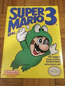Super Mario Bros 3 Nintendo NES "Frog Suit" Video Game Cover Art Poster 18x24