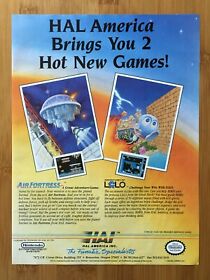 1989 Air Fortress / Adventures of Lolo NES Nintendo Print Ad/Poster Authentic