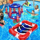 2 Pack Pool Toys Game Set, American Flag Inflatable Cornhole Toss Games with ...