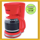 Better Chef Basic Coffee Maker 12 Cup Pause-N-Serve Brushed Metal Trim in Red