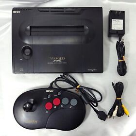 SNK Neo Geo AES ROM Console + controller + cables Set Tasted Works Japan model