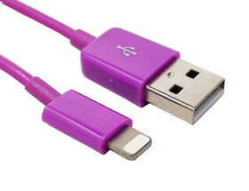 NEW Funtech PURPLE Charge Sync Flat 8-Pin USB Cable for Apple Devices FTEIC007P