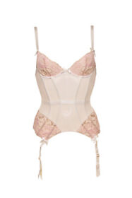 AGENT PROVOCATEUR Womens Corset Lacy Sheer Floral White Size UK 34B