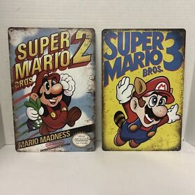 Super Mario metal posters mario bros 2 and 3 nintendo nes game room mancave  NEW