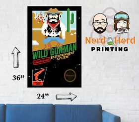 Póster de pared artístico Wild Gunman NES caja múltiples tamaños 11x17-24x36