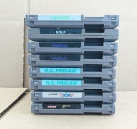 Lot of 8 Nintendo NES Authentic Game Cartridges -- R.C. Pro Am, Golf, Pinball