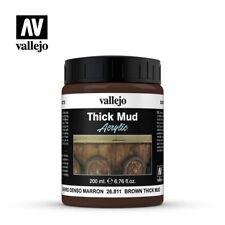 Vallejo Paints & Accessories #VLJ-26811 Brown Thick Mud Weathering Effect 200ml