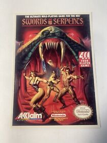 Swords And Serpents Vidpro Card Nintendo NES Vintage Toys R Us  Display Card