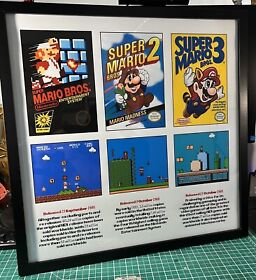 Super Mario Bros 1/2/3 Graphics NES Nintendo Frame Wall Art Collectable