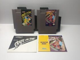 Skate or Die 1 & 2 NES Nintendo MINTY CARTS TESTED W/ MANUALS & SLEEVES FAST ! 
